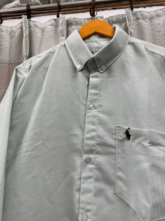 OLD MONEY STRIPE SHIRT (MINT GREEN)
