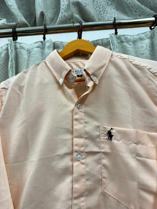 OLD MONEY STRIPE SHIRT (PEACH)