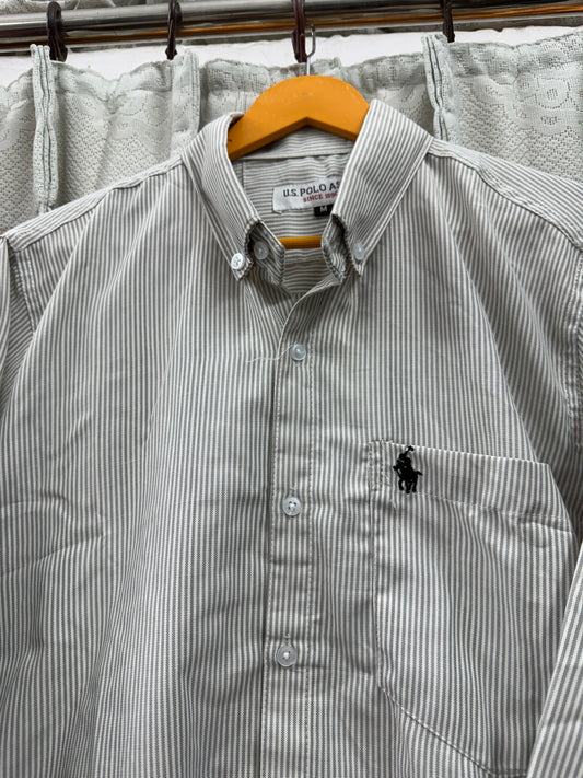 OLD MONEY STRIPE SHIRT (GREY)